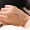 Boho Wrist Layered Finger Bracelet Ring Hand Chain Silver Crystal