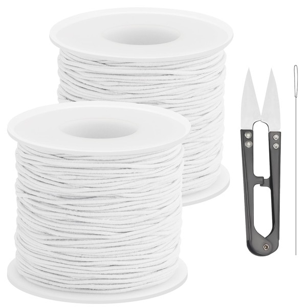 Aubeco 2 Rolls Stretchy String for Bracelets, 1 mm Elastic