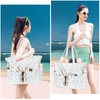 LEDAOU Large Beach Tote Bag Women Waterproof Sandproof Zipper Beach