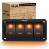 Nilight 4 Gang Rocker Switch Panel with Orange LED Light