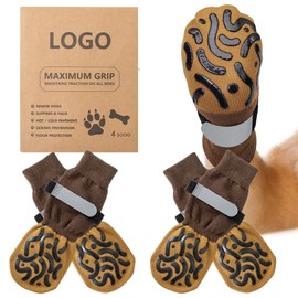 KOLZEMV Dog Socks Non-Slip 2 Pairs Dog Socks Non-Slip Dog Shoes Dog Shoes Paw Protection Dog Shoe Double-Sided with Adjustable Straps for Indoor Use (M)