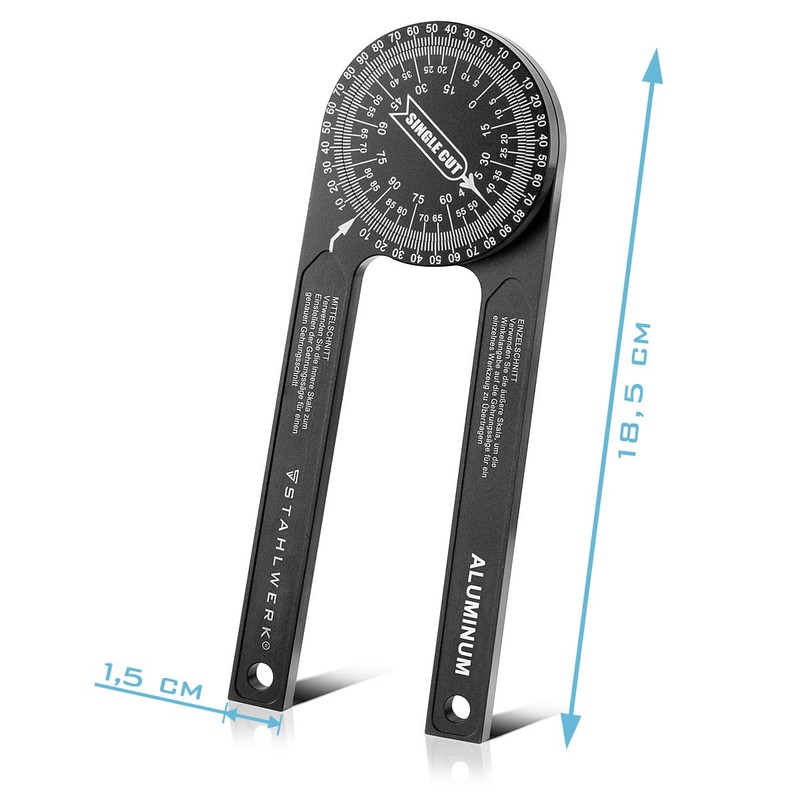 STAHLWERK Protractor 360° Aluminium Mitre Protractor | Angle Measuring Device