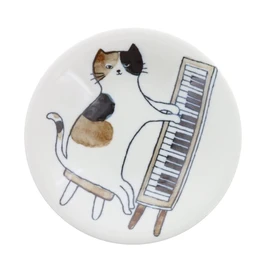EAST Table Medium Plate, Nekomaruke, Pianist, 6.2 inches (15.8 cm)