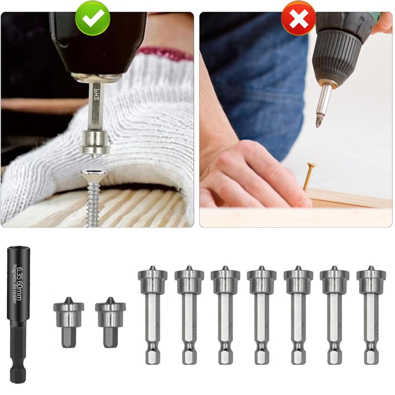 Wjelet 10PCS Drywall Screw Bit Set, Drywall Screw Depth Setter,