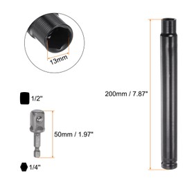 TA-VIGOR Extra Long Hollow Socket, 13mm x 200mm Deep Well Nut Driver with 1/4" Quick-Change Hex Shank, High Carbon Steel Impact Socket for Power Drill, HVAC & Overhead Work