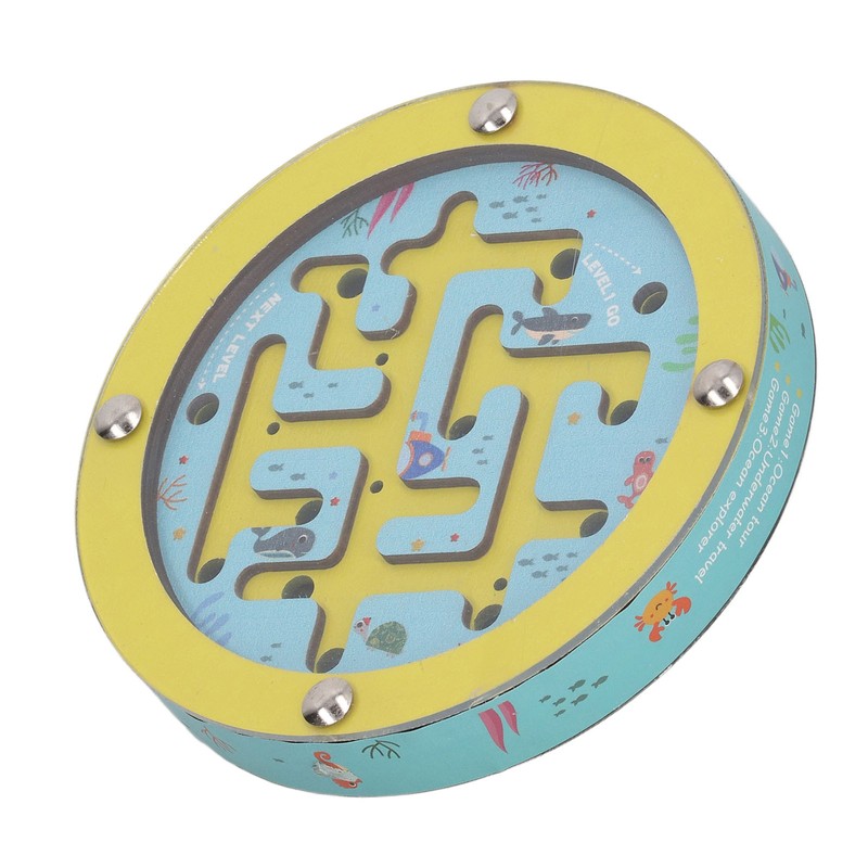 Balance Maze Game Double Sided Educational Round Portable Wooden Ball