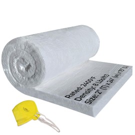 Ceramic Fiber Blanket Insulation - 8# 2400F - 2" x 24" x 75" - High Temperature Fireproof Insulation Blanket for Stove Forge Furnace Kiln Fireplace Pizza Oven Chimney Boiler Dishwasher, and More