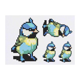 Azeeda 4 x 'Blauer Vogel Pixel Art' Temporäre Tattoos - Wasserfest, Hautfreundlich & Ungiftig · Transfers in Verschiedenen Größen (TO00068962)