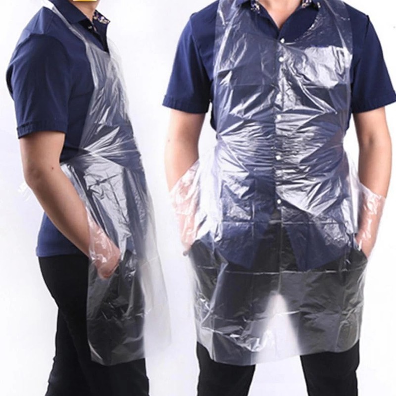 20 pcs Disposable And Plastic Waterproof Apron Barbecue Oil Transparent