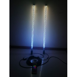 2PCS IP67 Waterproof 3 Feet Brightest RGB LED Spiral Whip Lights Wrapped Multiple Colors Wireless Blue-tooth App Controlled for ATV UTV RZR Off Road Polaris Jeep Trucks