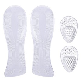 QIYUDA 1 Pairs Weight Shifting Insoles for High Heels, All Day Clear High Heel Foot Forefoot Cushion Pads Inserts Women