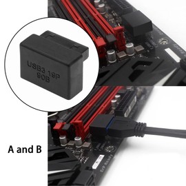 eMagTech 2 adaptadores USB 3.0 de 19/20 pines de 90 grados macho a hembra en ángulo recto para placa base de computadora (1 ángulo arriba y 1 ángulo abajo)