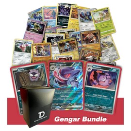 Dan123yal Gengar Pokémon Compatible TCG Random Assortment Bundle || Guaranteed Gengar Evolution Set + 15 Reverse Holos + 15 High HP Cards Deck Box