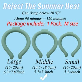 Neck Cooling Tube, Neck Cooler Ring, Neck Cold Pack, Reusable Neck Cooler, Heat Cooling Cold Pack, Summer Heat Relief for Hot Flashes and Fever (Green, M (Diameter:7.3inch))