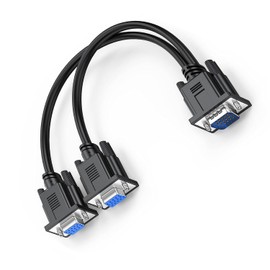 VGA 1 to 2 Splitter Cable Bi-Directional Data Transfer 1080P Male to Female Adapter 30cm for VGA Interface Desktop Monitor Game Consoles (Black 1Piece)