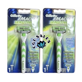 Gillette 2X Brand New Men’s Gillette Mach 3 Sensitive Razor and 1 Refill Cartridge