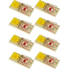 Southern Homewares Wooden Snap Mouse Trap Spring Action with Expanded Cheese Shaped Trigger 8 Pack,Brown