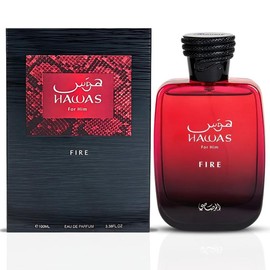 Hawas Fire For Him Eau De Parfum Spray 100ML (3.4 OZ) By Rasasi | Ignite Your Inner Passion With A Bold And Fiery Essence—Luxurious Masculine Scent.