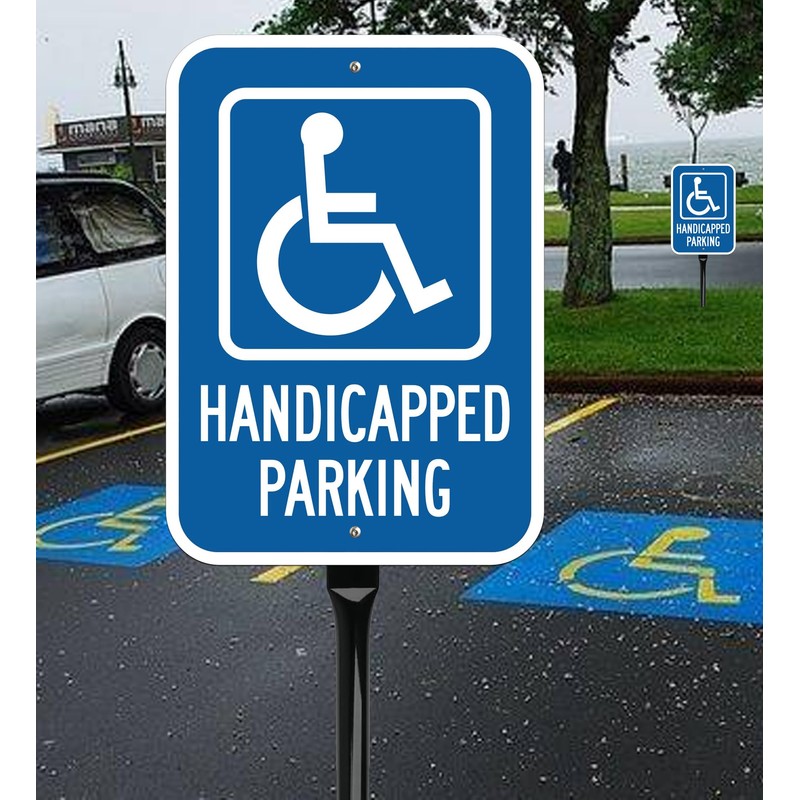 2Pack Reserved Handicap Parking Sign with 54 Inch Heavy Duty