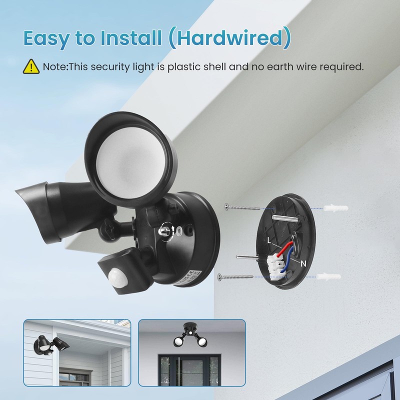 ALUSSO LIGHTING 25W LED Security Light Remote Control 2000lm, 3000K-6500K
