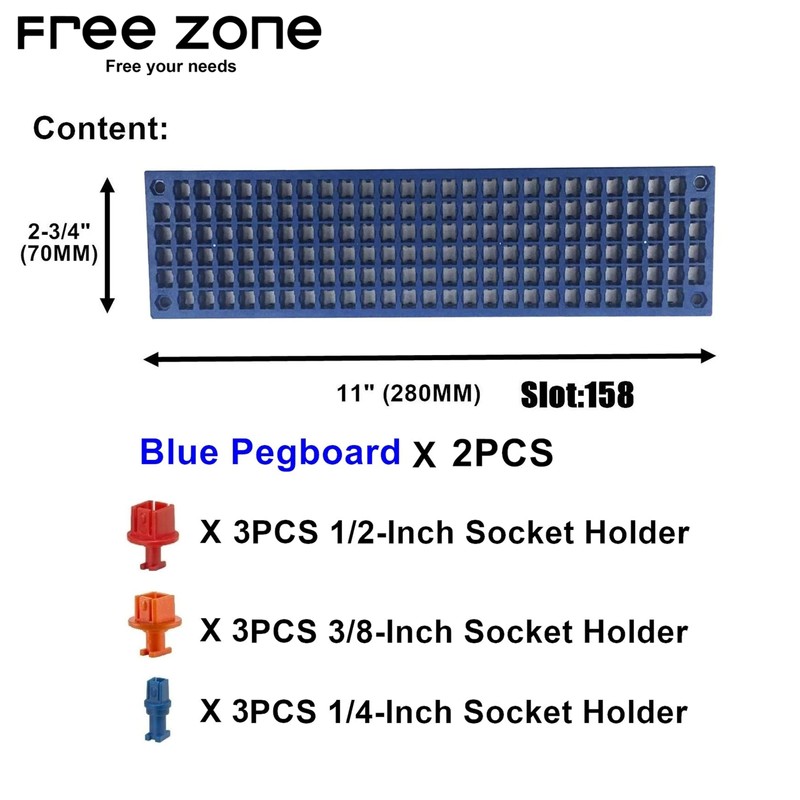FREE ZONE Bit Organizer Set (Blue) – 158-Hole Bit Storage