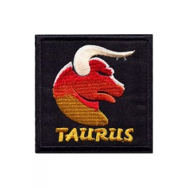 Patchwork Paradise Taurus Zodiac Iron-On Patch - Embroidered Astrology Bull Applique for Clothes