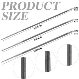 DoubleFill 12 Pcs Chain Saw File Bulk in 3 Size 5/32" + 3/16"+7/32" (4.0 Mm+4.8 Mm+5.5 Mm) Chainsaw Chain Sharpening Round Files Pack Chain Accessories Round Steel File for Mental