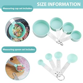 8 Stück Messlöffel Set - Messlöffel - Mit 4 Measuring Cups und 4 Löffel - Stapelfähig - mit Edelstahlgriff - Werkzeug zum präzisen Messen von Flüssigkeiten und Feststoffen