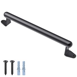 SELEWARE Barn Door Pull Handle, 17 Inch Heavy Duty Metal Gate Handle for Sliding Barn Garage Door, Indoor Outdoor Playground Stairs Safety Grab Bar, Black