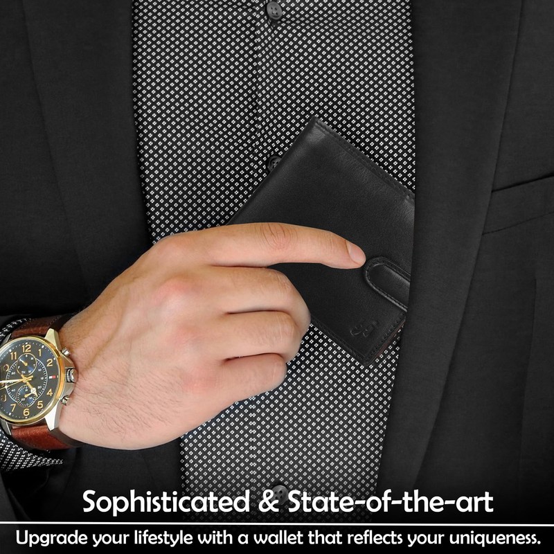 STARHIDE Mens RFID Blocking Slim Wallet Genuine VT Leather Billfold