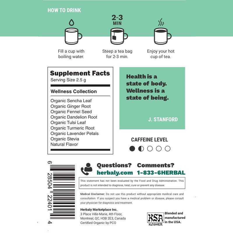 Herbaly Wellness Collection Tea - 8 Active Herbs - Improve