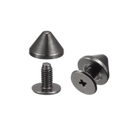 sourcing map 9x6mm Screw Back Rivets, 20 Sets Solid Leather Studs Spike for DIY Black