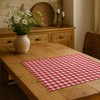 Robust red chequered cotton placemat in chequered vichy pattern with