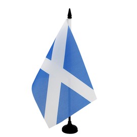 AZ FLAG Scotland Sky Blue Table Flag 8.25" x 5.5" Small Scottish Office Flag 100% Polyester with 10" Flag Pole and Black Plastic Base