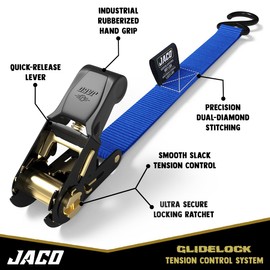 JACO Ratchet Tie Down Straps - 1 inch x 15 ft (4 Pack) | 1,823 lbs (Blue)