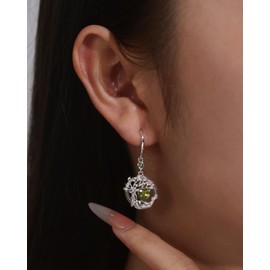 FANCIME Tree of Life Peridot Earrings, 925 Sterling Silver August Birthstone Earring Fine Jewellery Birthday Gifts for Girls Women