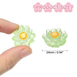 CoCud Mini Resin Flower, 0.94" Diameter, Miniature Tiny Lotus Dollhouse Transparent Green - (Applications: for Fairy Garden Dollhouse Decorations Party Favors Micro Landscaping) 6-Pieces
