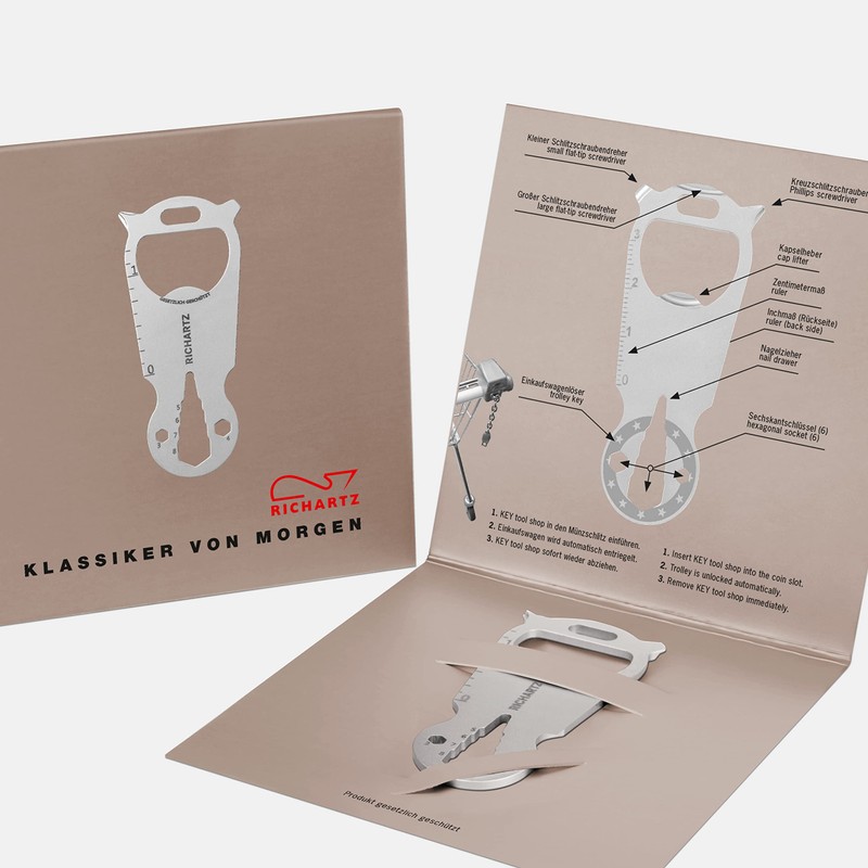 RICHARTZ Key Tool Shop Multitool Keyring 14 Practical Functions High-Quality