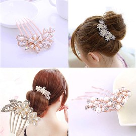 Magik Women Bride Hairpin Hair Side Comb Clip Floral Head Piece Crystal Flower Hair Pins (#D Daisy)