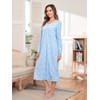 JRYNOEU Long Cotton Nightgowns for Women Long Sleeve Night Gowns