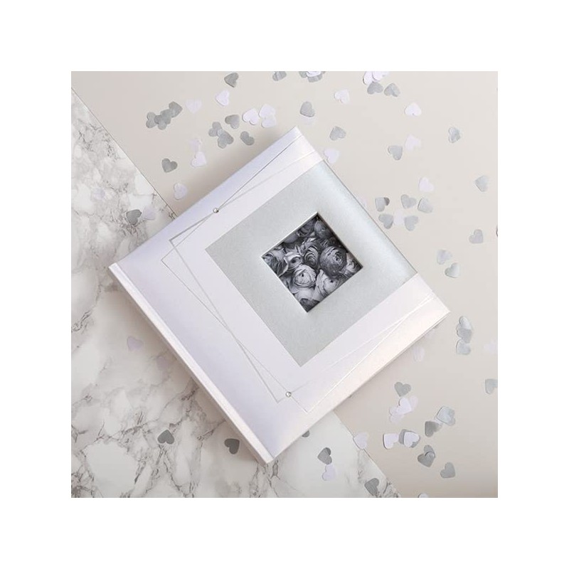 Kusso White Wedding Photo Album Luxury Pearl White with Silver
