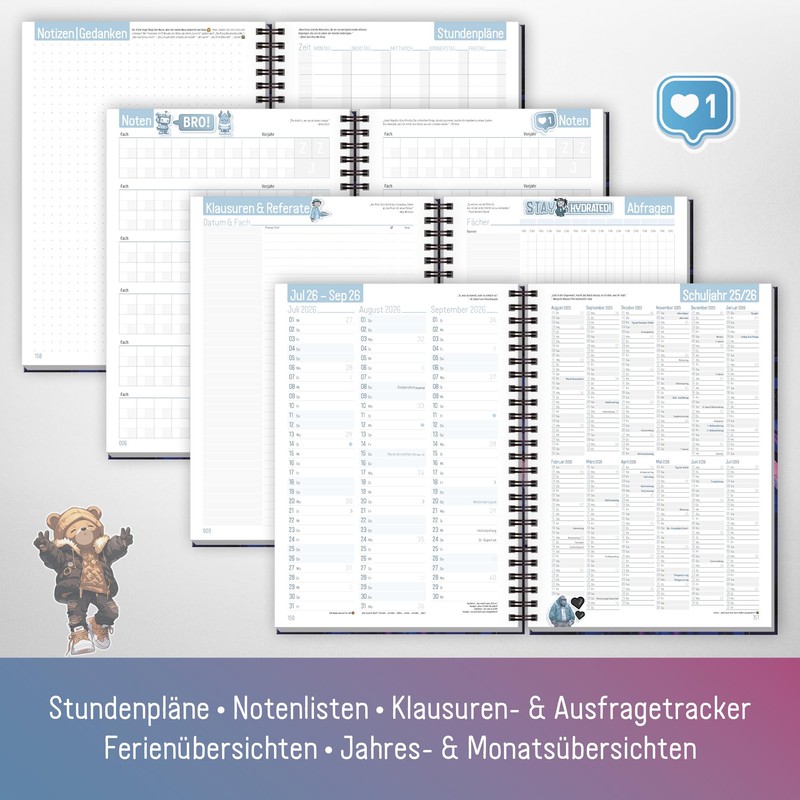 Häfft® Planner Premium A5 2025/2026 "Dark Bloom Vol.2" Hardcover School