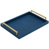XIGEXIGE Navy Blue Decorative Serving Tray, Shagreen Leather Coffee Table