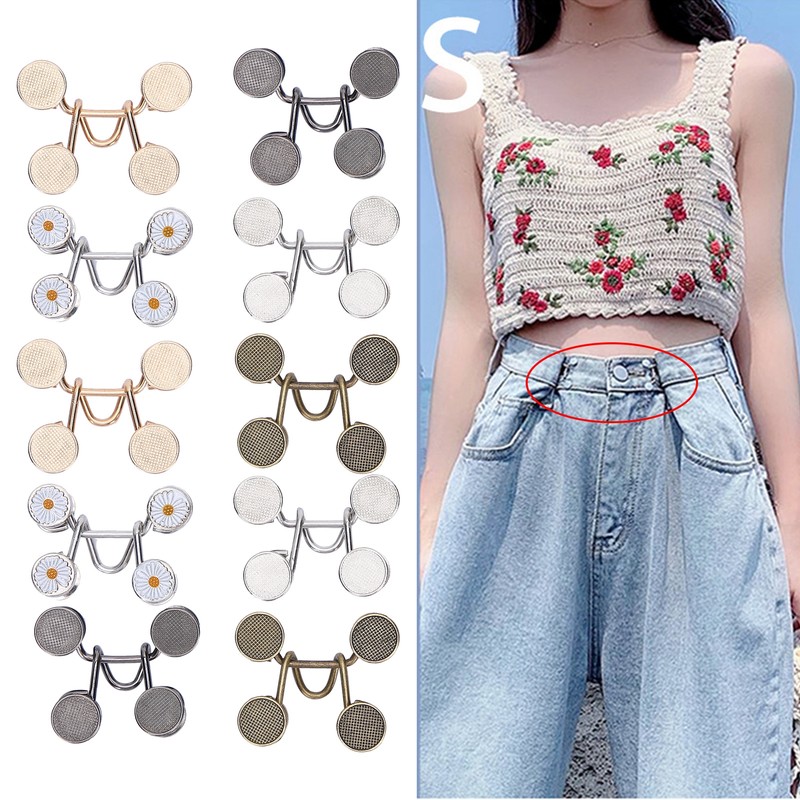 Adjustable Waist Buckle Extender Set Jean Waist Extender Button Replacement