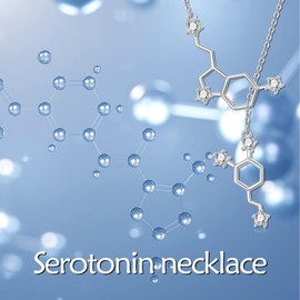 PELOVNY Serotonin Necklace 925 Sterling Silver Happiness Dopamine Molecule Lariat Y Necklace Science Jewelry Chemistry Gifts for Women Mom Wife Her BFF, Normal, Sterling Silver, No Gemstone
