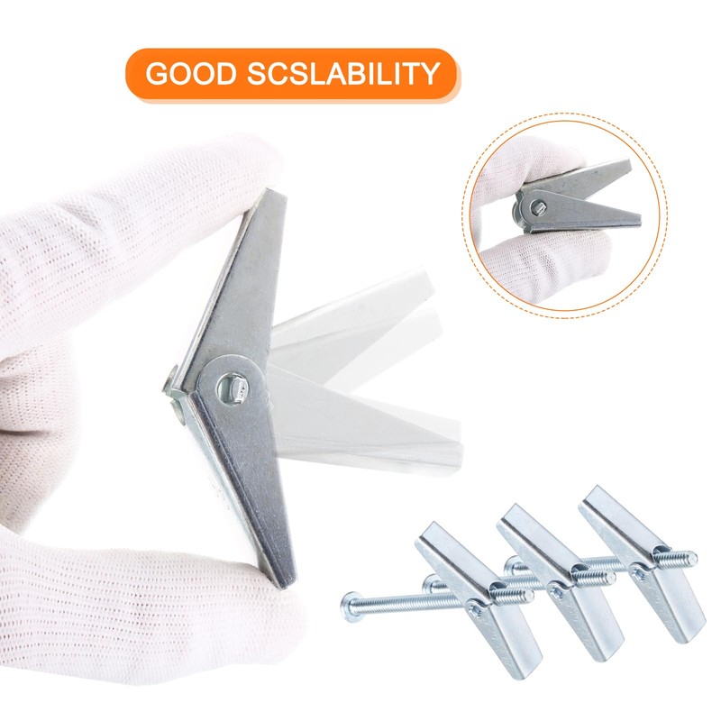 sourcing map 20Pcs Spring Toggle Bolt Anchors, 3/16"x3" Butterfly Anchors