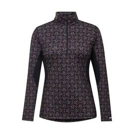 Kerrits Women's On Course Quarter Zip Fleece Tech Top Black Tack Trunk Geo Size: 2X