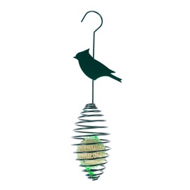 Homescapes Fat Ball Dispenser, Bird Feeder with Round Metal Spring, Fat Ball Holder with Chaffin Silhoutte, 14 Inch