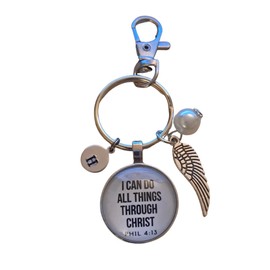 Philippians 4:13 scripture initial keychain
