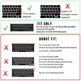 WYGCH Serato Scratch Live Shortcuts Hotkey Waterproof Keyboard Cover for MacBook Pro 13 15 inch 2019 2018 2017 and 2016 with Touch Bar, Touch ID Model: A2159 A1989 A1706/A1990 A1707, USA Version